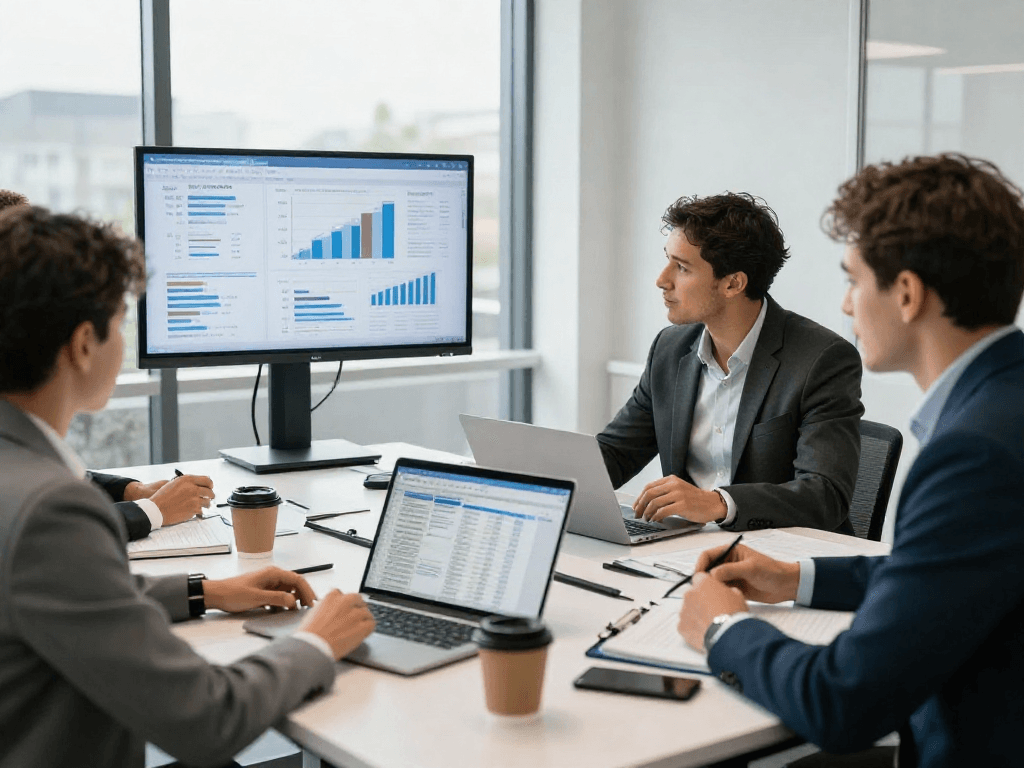 Professionals bespreken zakelijke lening zonder jaarcijfers in moderne kantooromgeving.