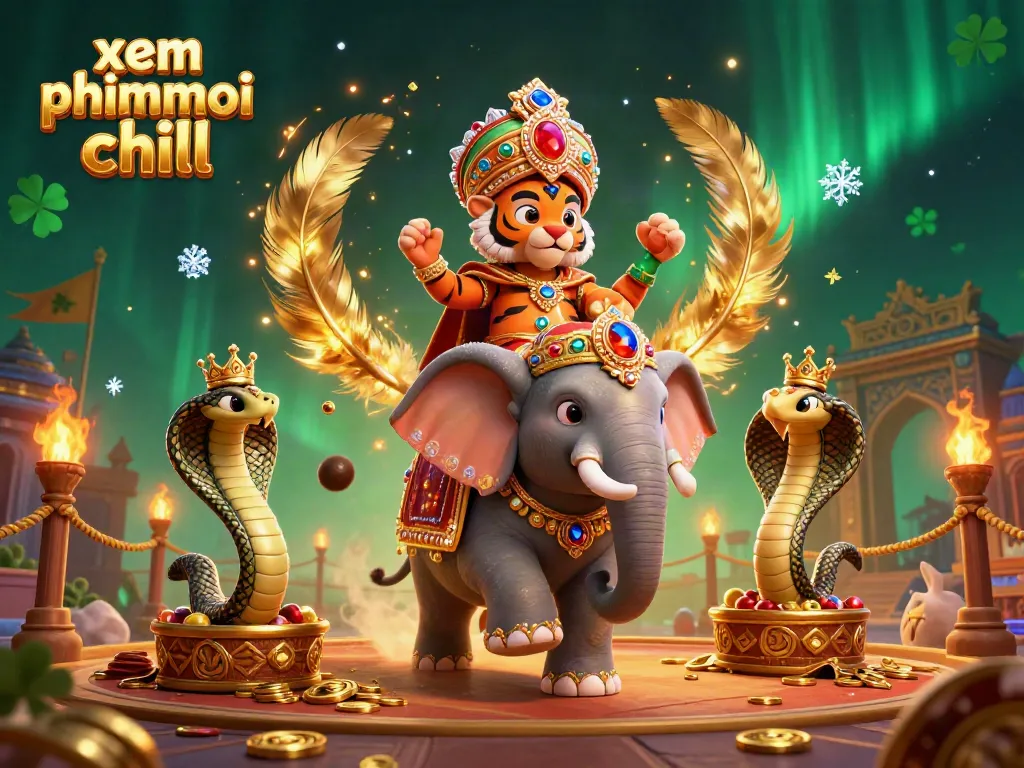 Experience the excitement of xem phimmoi chill through this vibrant, colorful 3D casino scene.