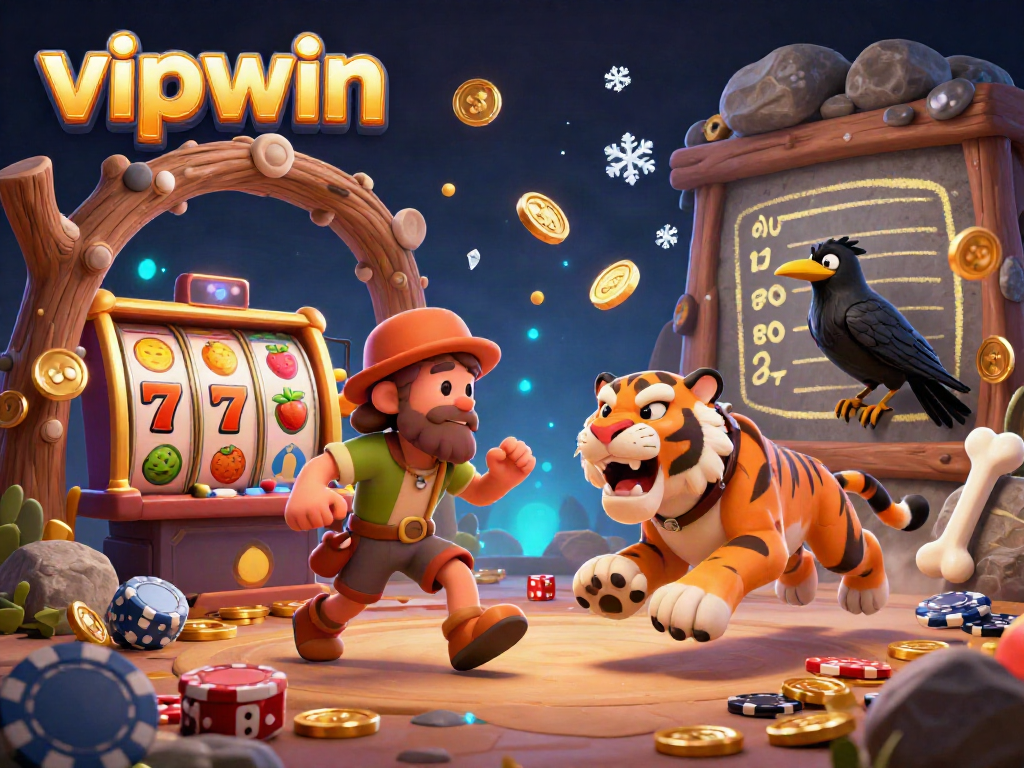 Experience vipwin's exciting prehistoric casino with vibrant slot games and captivating characters.
