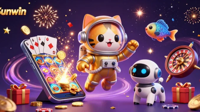 Sunwin captures the essence of vibrant casino action in space, showcasing a dazzling slot game experience.